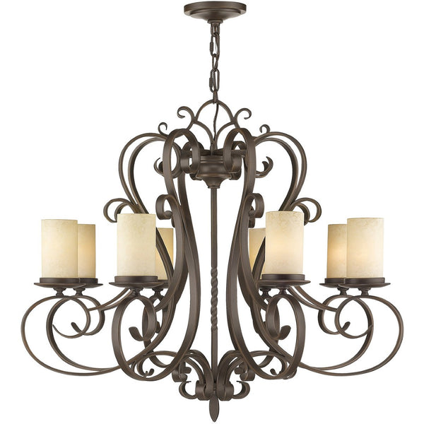 HomeRoots Bronze Elegant Eight-Light Dimmable Chandelier with Stylish Shades for Modern Living Spaces 687778