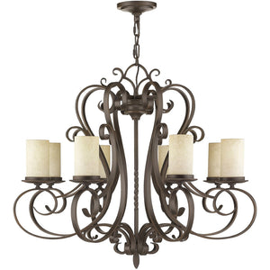 HomeRoots Bronze Elegant Eight-Light Dimmable Chandelier with Stylish Shades for Modern Living Spaces 687778