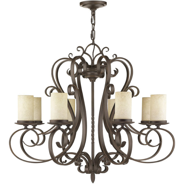 HomeRoots Bronze Elegant Eight-Light Dimmable Chandelier with Stylish Shades for Modern Living Spaces 687778
