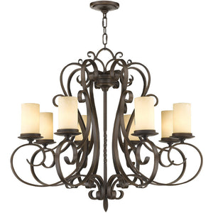 HomeRoots Bronze Elegant Eight-Light Dimmable Chandelier with Stylish Shades for Modern Living Spaces 687778
