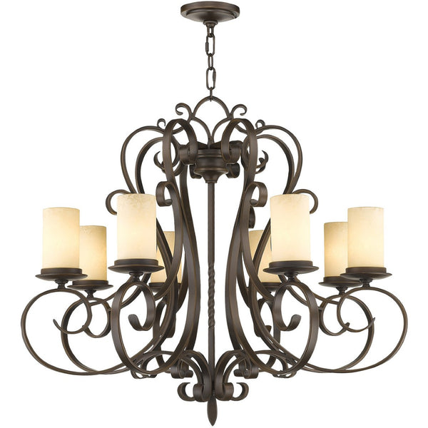 HomeRoots Bronze Elegant Eight-Light Dimmable Chandelier with Stylish Shades for Modern Living Spaces 687778