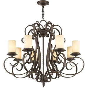 HomeRoots Bronze Elegant Eight-Light Dimmable Chandelier with Stylish Shades for Modern Living Spaces 687778