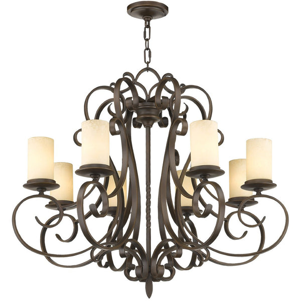 HomeRoots Bronze Elegant Eight-Light Dimmable Chandelier with Stylish Shades for Modern Living Spaces 687778