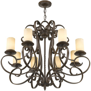 HomeRoots Bronze Elegant Eight-Light Dimmable Chandelier with Stylish Shades for Modern Living Spaces 687778