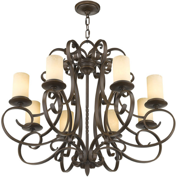 HomeRoots Bronze Elegant Eight-Light Dimmable Chandelier with Stylish Shades for Modern Living Spaces 687778