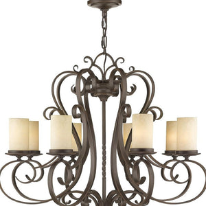 HomeRoots Bronze Elegant Eight-Light Dimmable Chandelier with Stylish Shades for Modern Living Spaces 687778