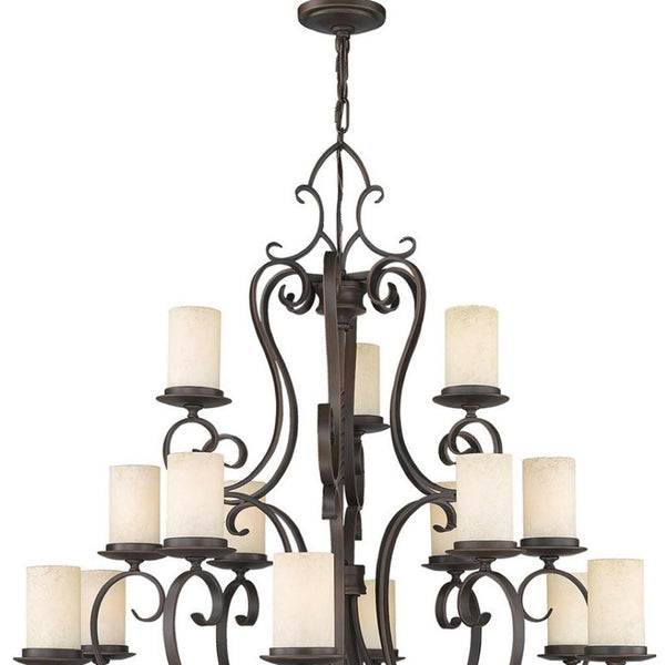 HomeRoots Bronze Multi-Light Dimmable Chandelier - Elegant Shades & Timeless Design for Modern Spaces 687779