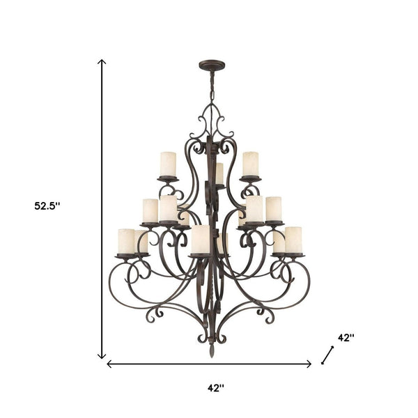 HomeRoots Bronze Multi-Light Dimmable Chandelier - Elegant Shades & Timeless Design for Modern Spaces 687779