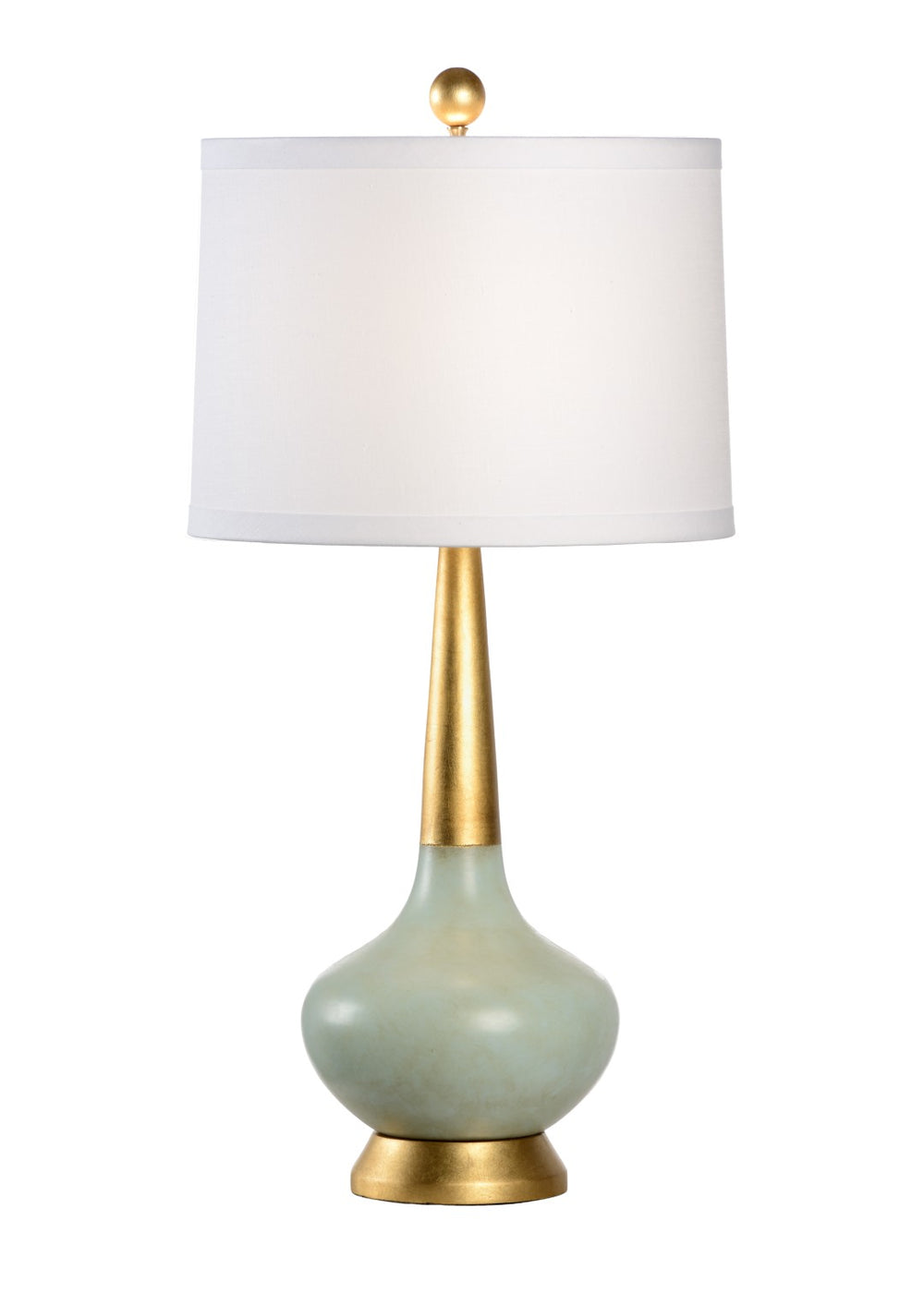 Chelsea House Eden Celadon Glazed Porcelain Table Lamp With Antique Brass Neck And Off-White Linen Shade — Mcm Accent Light 68778