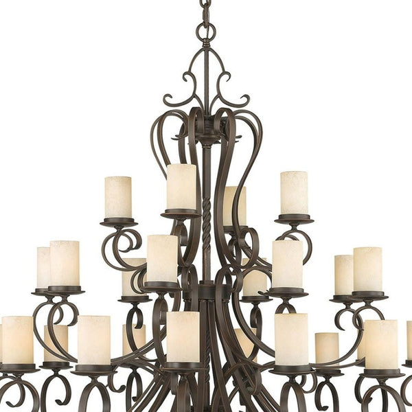 HomeRoots Bronze Multi-Light Dimmable Chandelier with Cylindrical Shades for Stylish Home Illumination 687780