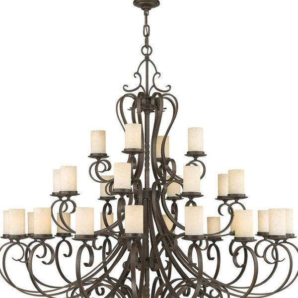 HomeRoots Bronze Multi-Light Dimmable Chandelier with Cylindrical Shades for Stylish Home Illumination 687780
