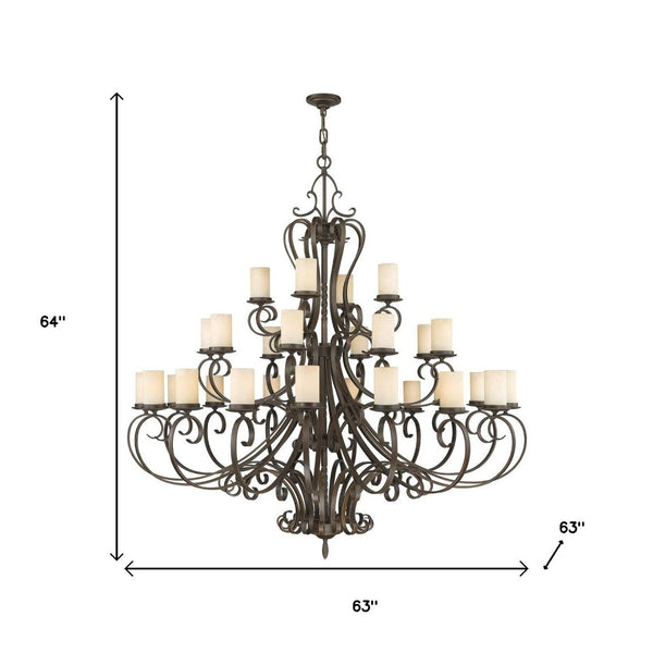 HomeRoots Bronze Multi-Light Dimmable Chandelier with Cylindrical Shades for Stylish Home Illumination 687780