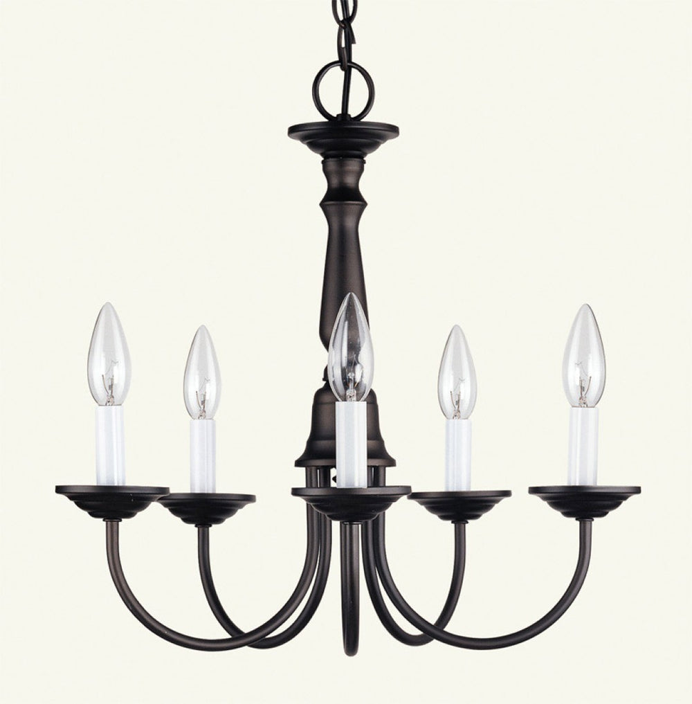 HomeRoots Bronze Five-Light Dimmable Chandelier - Elegant Metal Design with Warm Shades for Stylish Spaces 687781