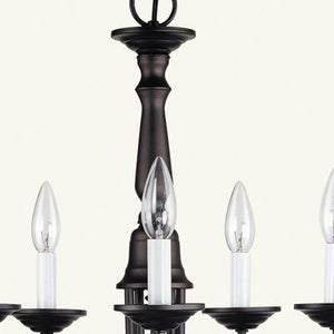 HomeRoots Bronze Five-Light Dimmable Chandelier - Elegant Metal Design with Warm Shades for Stylish Spaces 687781