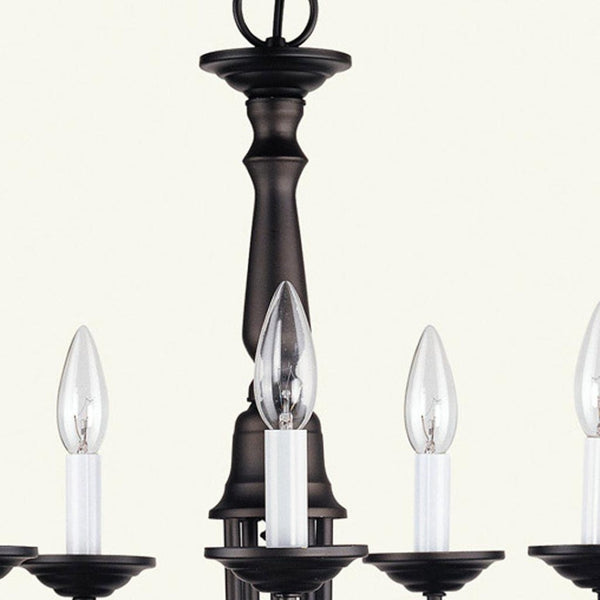 HomeRoots Bronze Five-Light Dimmable Chandelier - Elegant Metal Design with Warm Shades for Stylish Spaces 687781