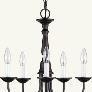 HomeRoots Bronze Five-Light Dimmable Chandelier - Elegant Metal Design with Warm Shades for Stylish Spaces 687781