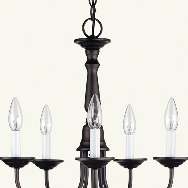HomeRoots Bronze Five-Light Dimmable Chandelier - Elegant Metal Design with Warm Shades for Stylish Spaces 687781