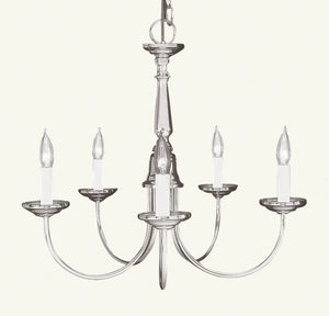 HomeRoots Nickel Five-Light Dimmable Chandelier with Elegant Fabric Shades for Warm, Ambient Illumination 687782
