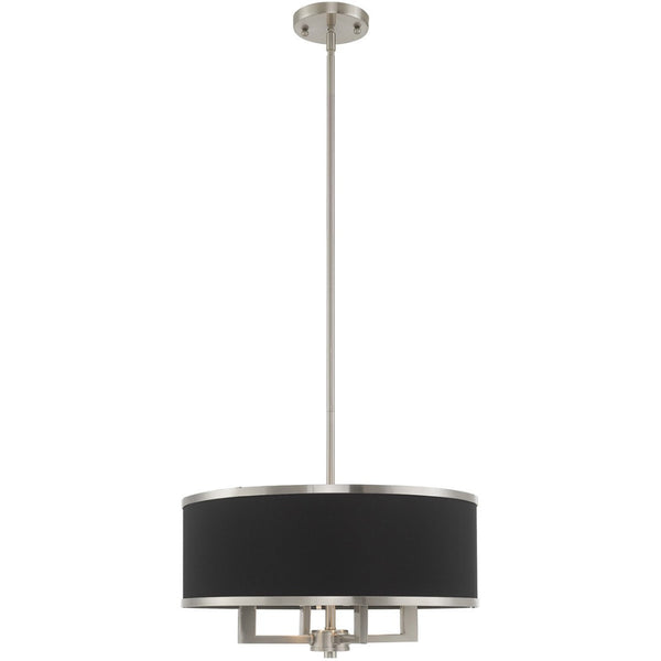 HomeRoots Four Light Dimmable Chandelier with Unique Cylindrical Shades for Elegant Modern Spaces 687783
