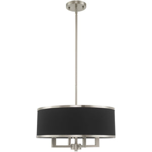 HomeRoots Four Light Dimmable Chandelier with Unique Cylindrical Shades for Elegant Modern Spaces 687783