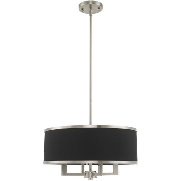 HomeRoots Four Light Dimmable Chandelier with Unique Cylindrical Shades for Elegant Modern Spaces 687783