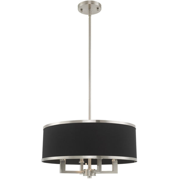 HomeRoots Four Light Dimmable Chandelier with Unique Cylindrical Shades for Elegant Modern Spaces 687783