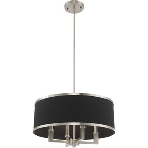HomeRoots Four Light Dimmable Chandelier with Unique Cylindrical Shades for Elegant Modern Spaces 687783