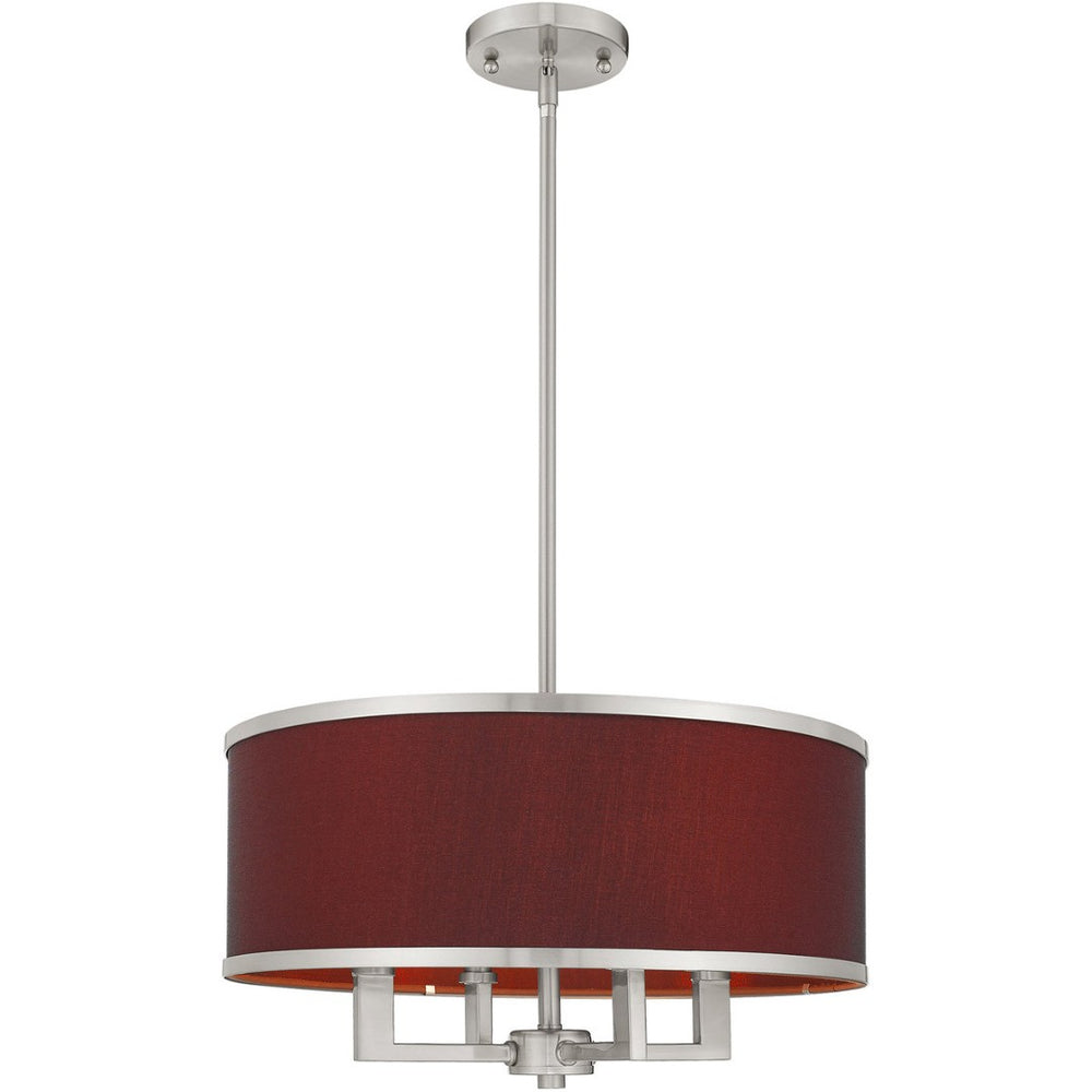 HomeRoots Four Light Dimmable Chandelier - Sleek Cylindrical Shades for Modern Ambiance in Any Space 687784