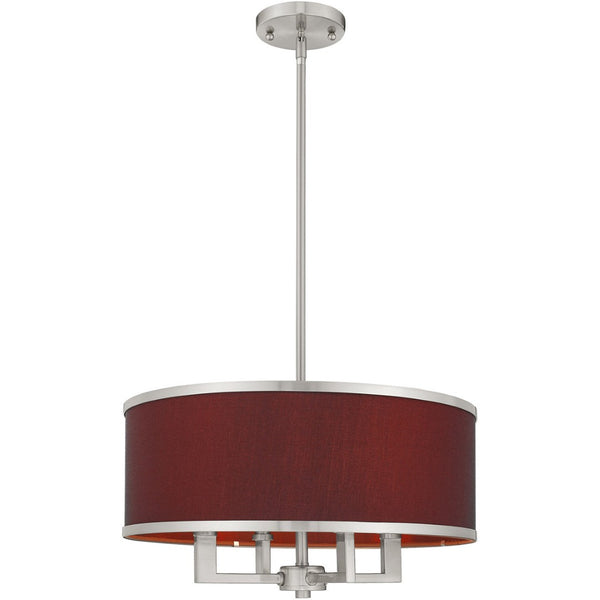 HomeRoots Four Light Dimmable Chandelier - Sleek Cylindrical Shades for Modern Ambiance in Any Space 687784