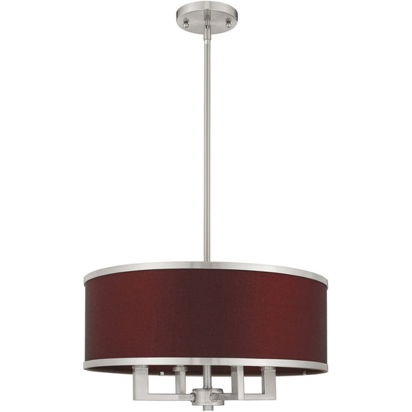 HomeRoots Four Light Dimmable Chandelier - Sleek Cylindrical Shades for Modern Ambiance in Any Space 687784