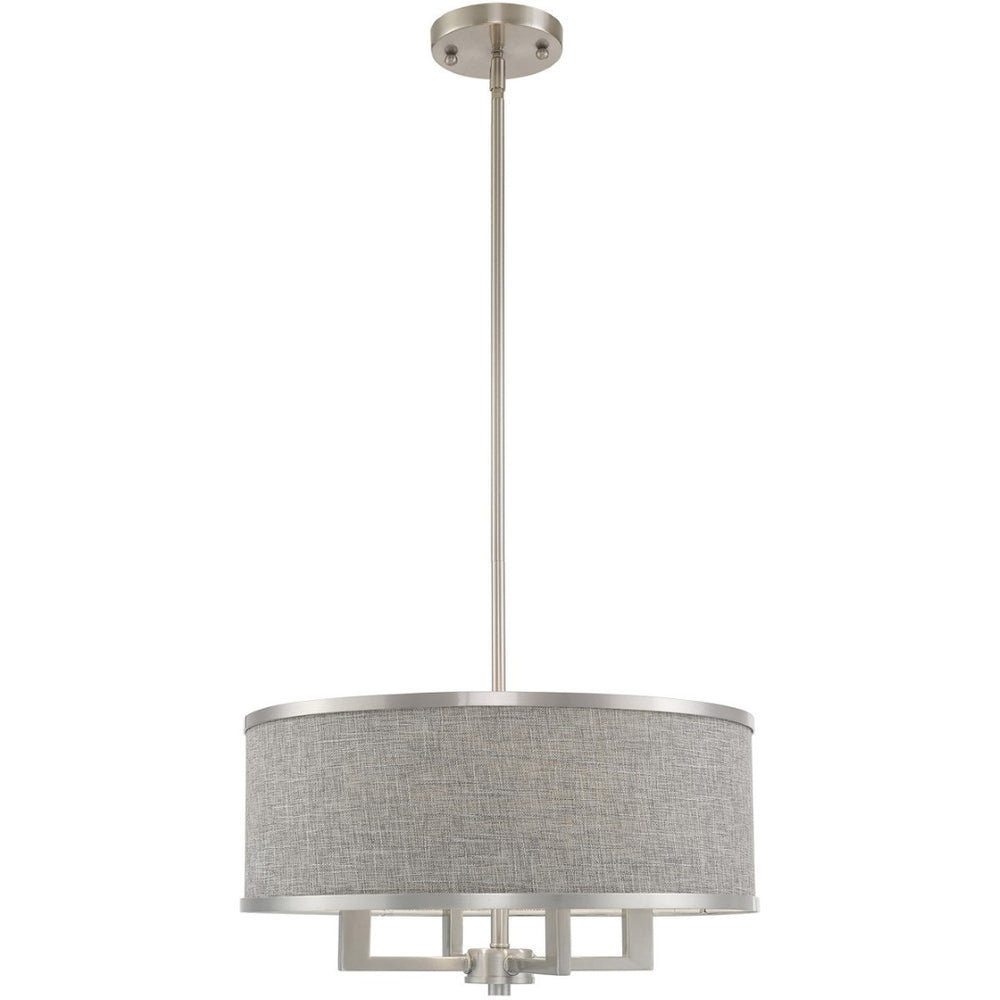HomeRoots Four Light Dimmable Chandelier - Modern Cylinder Shades, Steel Frame, Ideal for Stylish Spaces 687785