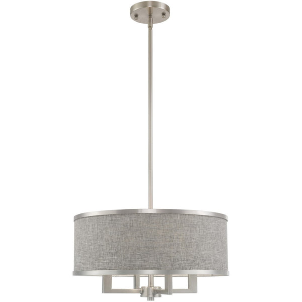 HomeRoots Four Light Dimmable Chandelier - Modern Cylinder Shades, Steel Frame, Ideal for Stylish Spaces 687785