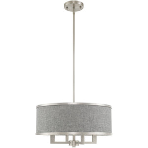 HomeRoots Four Light Dimmable Chandelier - Modern Cylinder Shades, Steel Frame, Ideal for Stylish Spaces 687785