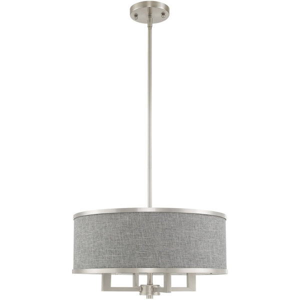 HomeRoots Four Light Dimmable Chandelier - Modern Cylinder Shades, Steel Frame, Ideal for Stylish Spaces 687785