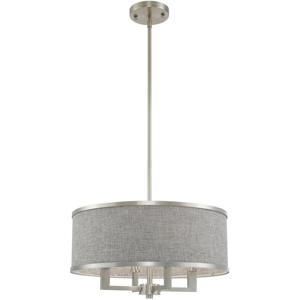 HomeRoots Four Light Dimmable Chandelier - Modern Cylinder Shades, Steel Frame, Ideal for Stylish Spaces 687785