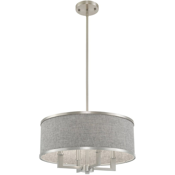 HomeRoots Four Light Dimmable Chandelier - Modern Cylinder Shades, Steel Frame, Ideal for Stylish Spaces 687785