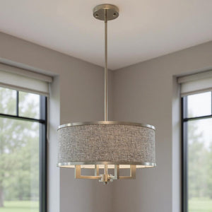HomeRoots Four Light Dimmable Chandelier - Modern Cylinder Shades, Steel Frame, Ideal for Stylish Spaces 687785