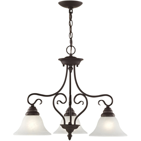HomeRoots Bronze Three-Light Dimmable Chandelier with Cylindrical Shades for Elegant Home Ambiance & Style 687786