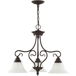 HomeRoots Bronze Three-Light Dimmable Chandelier with Cylindrical Shades for Elegant Home Ambiance & Style 687786