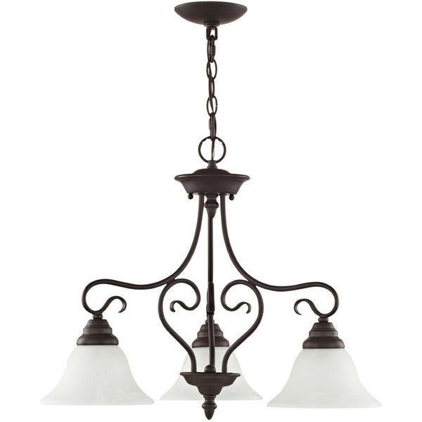 HomeRoots Bronze Three-Light Dimmable Chandelier with Cylindrical Shades for Elegant Home Ambiance & Style 687786