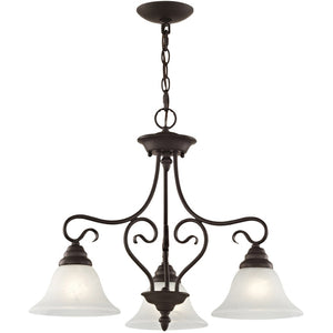 HomeRoots Bronze Three-Light Dimmable Chandelier with Cylindrical Shades for Elegant Home Ambiance & Style 687786