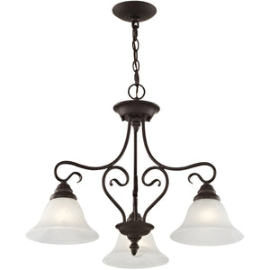 HomeRoots Bronze Three-Light Dimmable Chandelier with Cylindrical Shades for Elegant Home Ambiance & Style 687786