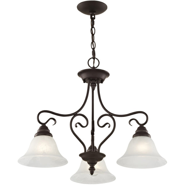 HomeRoots Bronze Three-Light Dimmable Chandelier with Cylindrical Shades for Elegant Home Ambiance & Style 687786