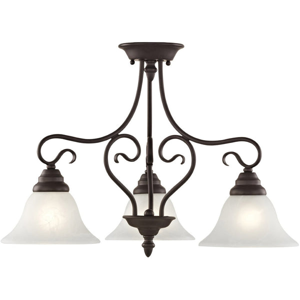 HomeRoots Bronze Three-Light Dimmable Chandelier with Cylindrical Shades for Elegant Home Ambiance & Style 687786