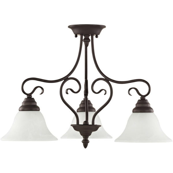 HomeRoots Bronze Three-Light Dimmable Chandelier with Cylindrical Shades for Elegant Home Ambiance & Style 687786