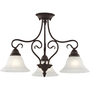 HomeRoots Bronze Three-Light Dimmable Chandelier with Cylindrical Shades for Elegant Home Ambiance & Style 687786