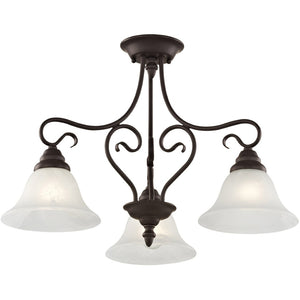 HomeRoots Bronze Three-Light Dimmable Chandelier with Cylindrical Shades for Elegant Home Ambiance & Style 687786