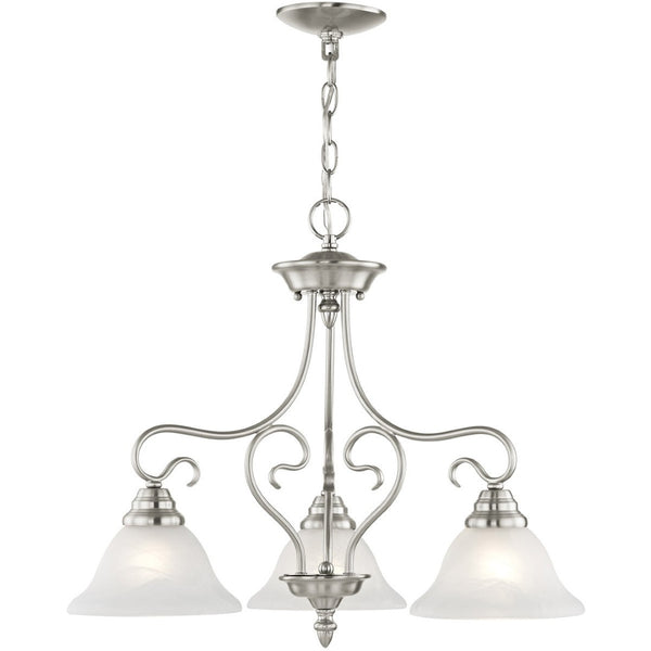HomeRoots Three Light Dimmable Chandelier - Modern Steel Shades for Customizable Ambiance in Any Room 687787