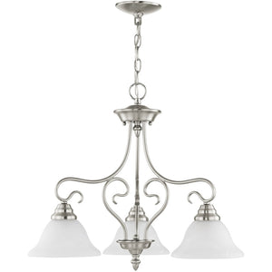 HomeRoots Three Light Dimmable Chandelier - Modern Steel Shades for Customizable Ambiance in Any Room 687787