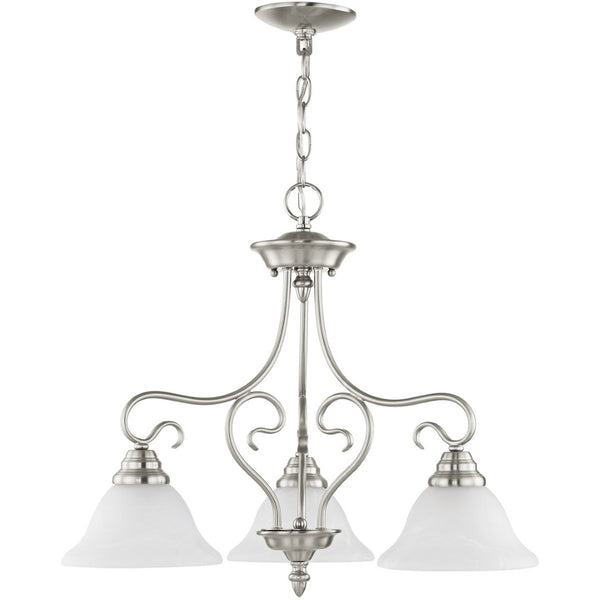 HomeRoots Three Light Dimmable Chandelier - Modern Steel Shades for Customizable Ambiance in Any Room 687787